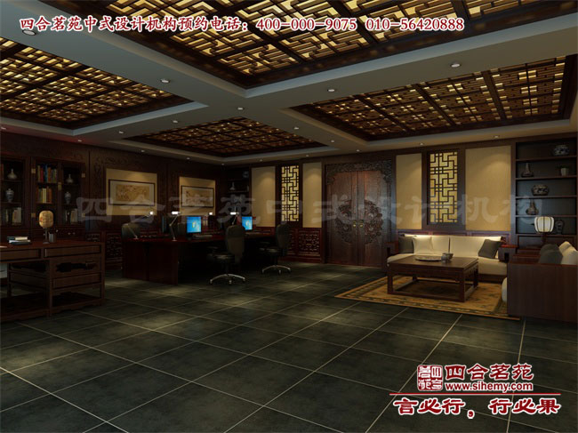 會所辦公室效果圖 中式設計風格辦公會所設計效果圖